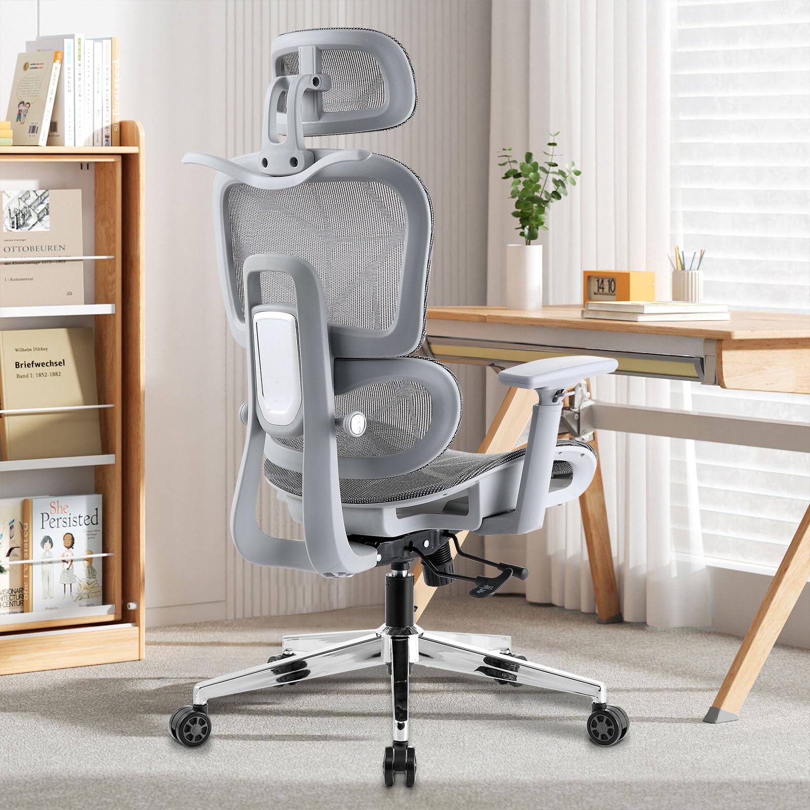 SOSINYA Silla de Oficina Ergonómica, Silla Gaming, Diseño ergonómico, Ruedas giratorias silenciosas, Cojín del Asiento Ajustable, Reposabrazos 4D & Reposacabezas 2D, Capacidad Máxima de 150 kg