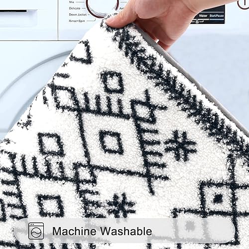 Miniatura 5 de HEBE - Juego de 3 alfombras de baño antideslizantes con tapete de inodoro en forma de U, tapetes de baño de microfibra absorbente para alfombras de