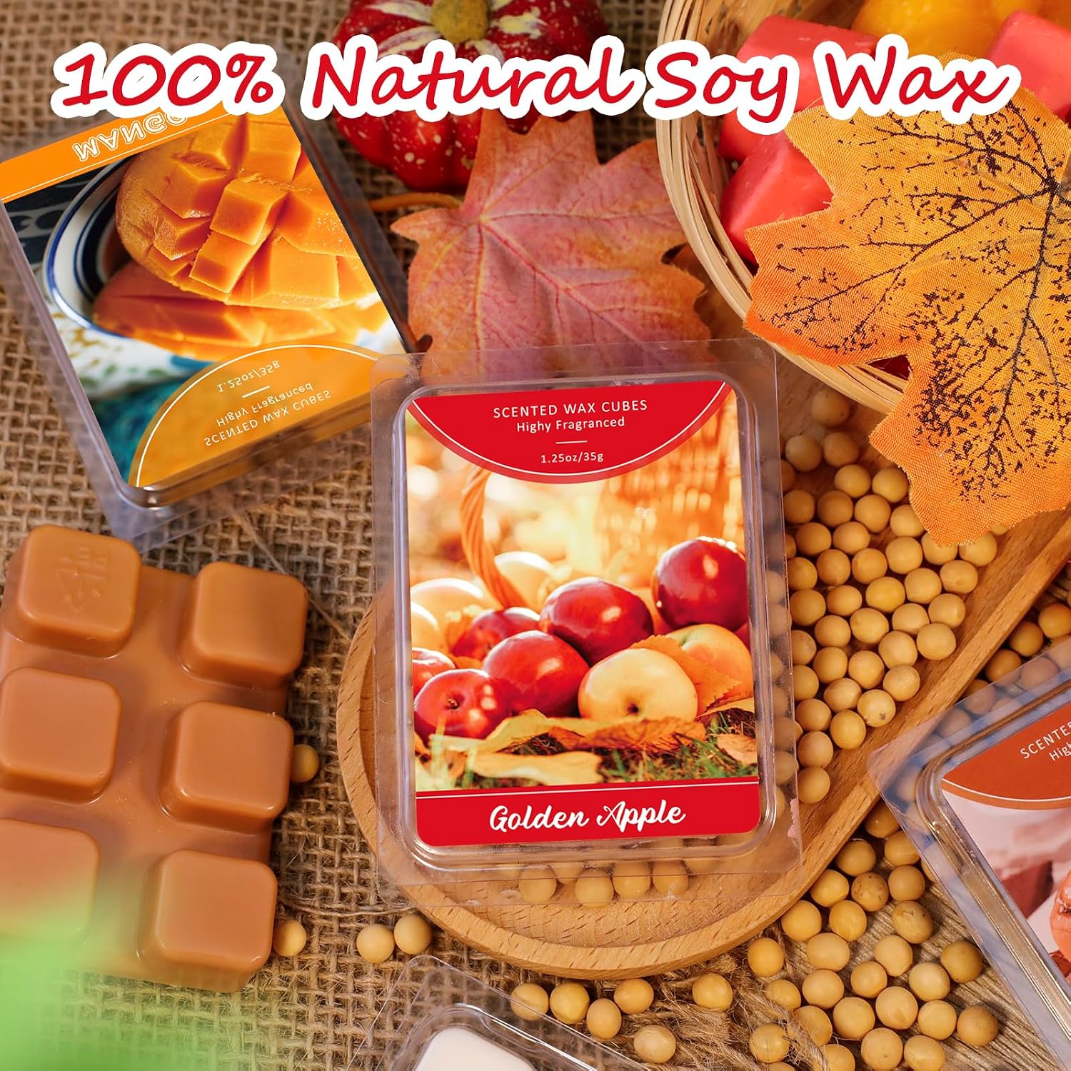 STRN Wax Melts, Soy Wax Cubes Fruit & Food Scented Summer Fragrance 12-Pack