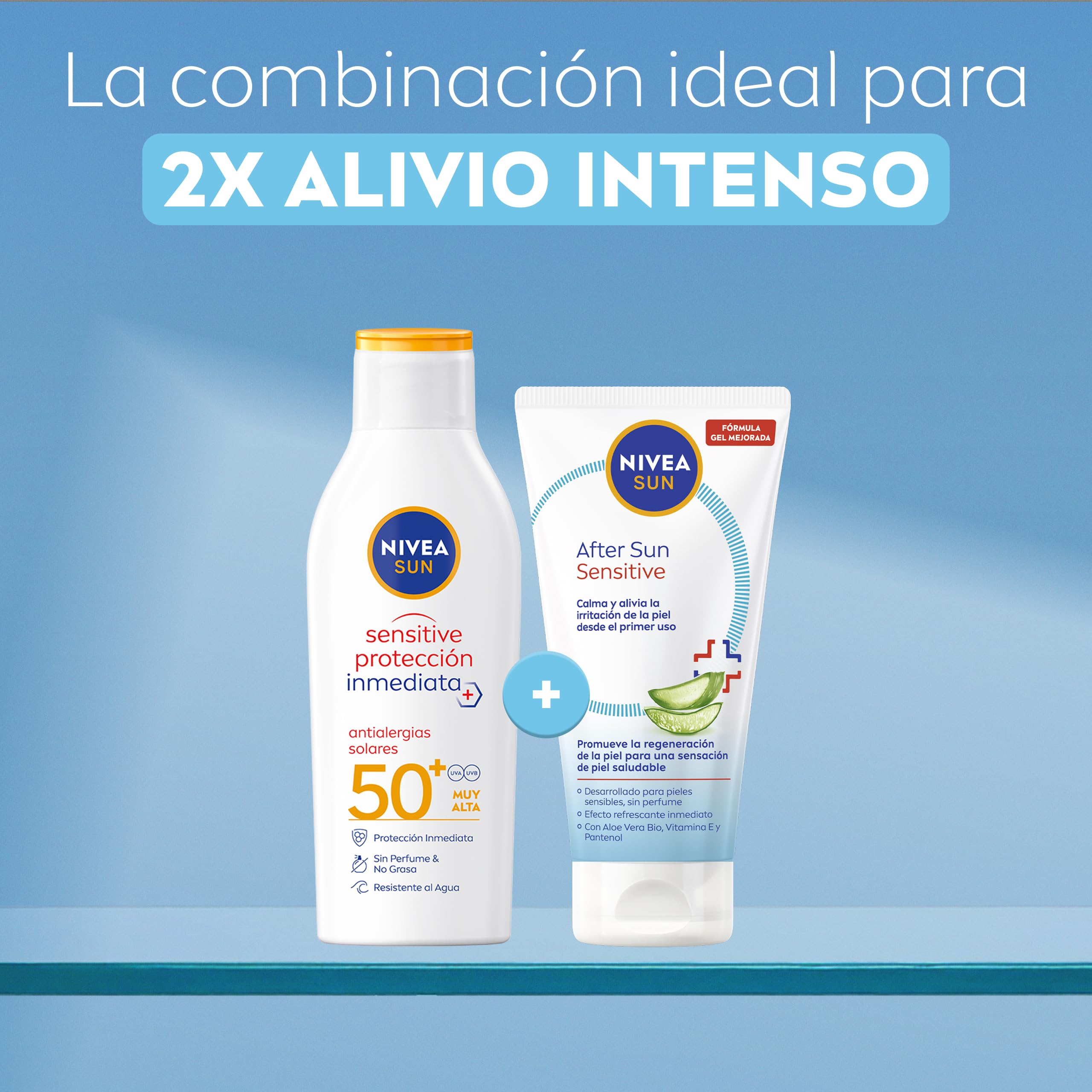 NIVEA SUN After Sun Sensitive Gel-Crema (1 x 150 ml), crema calmante con aloe vera, crema hidratante para piel sensible y con alergia al sol