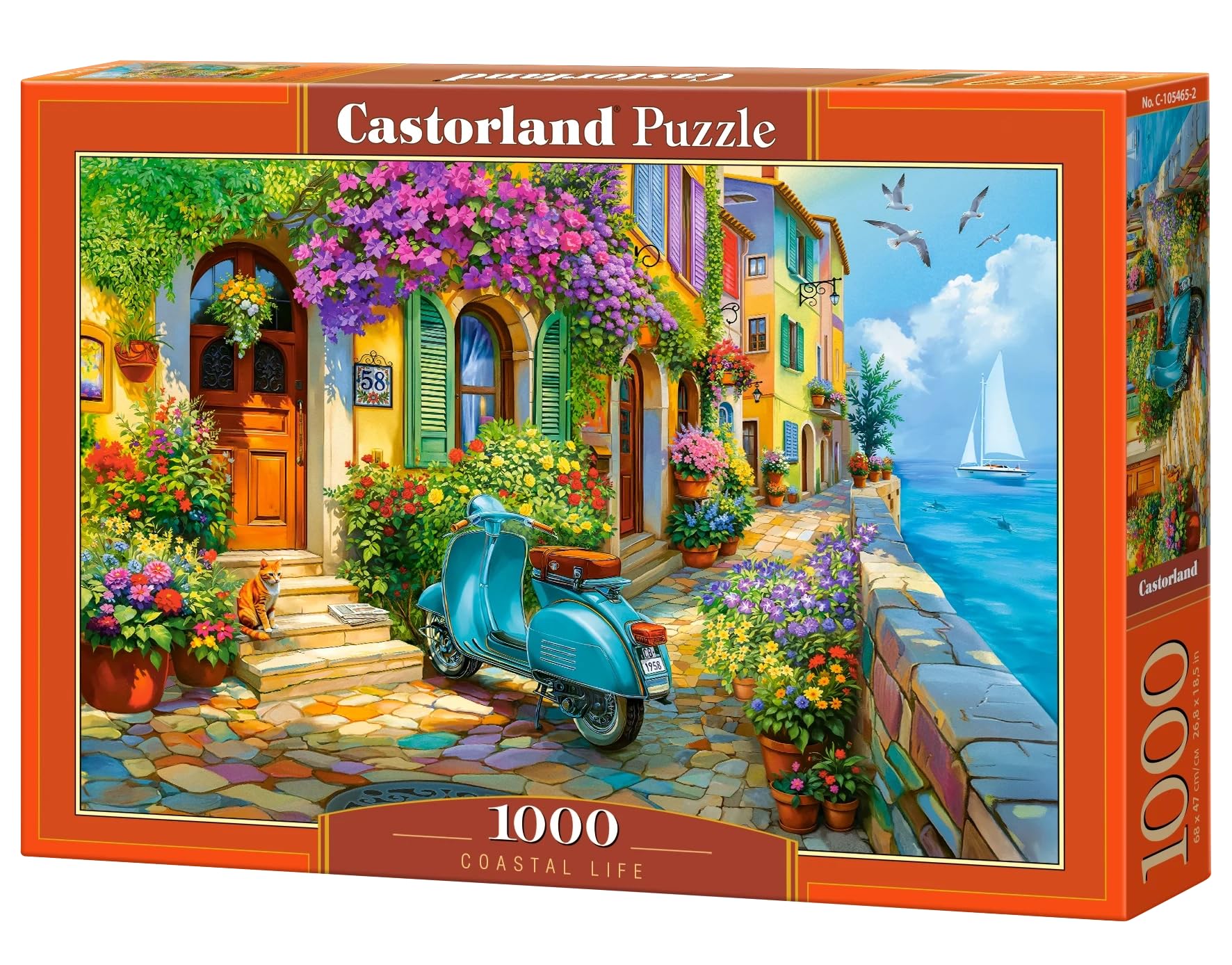CASTORLAND 1000 Piece Jigsaw Puzzles, Coastal Life, Mediterranean Village, Italian Riviera Puzzle, Seaside, Adult Puzzle, Castorland C-105465-2