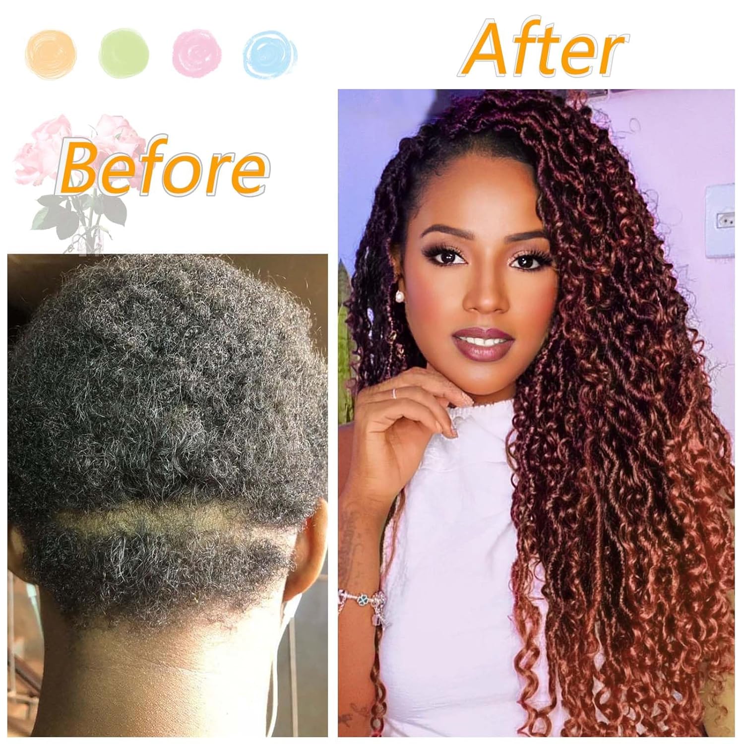 Burgundy Goddess Locs Crochet Hair 24 Inch 8 Packs Natural Looking, Boho River Goddess Crochet Braiding Hair Trendy & Edgy Faux Locs Crochet Hair Fashion for Women (#T350)