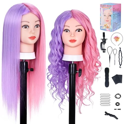 Miniatura 1 de MYSWEETY Cabeza de maniquí con cabello, cabeza de muñeca para peinar el cabello, cabeza de maniquí de 26 pulgadas con 70% cabello humano real,