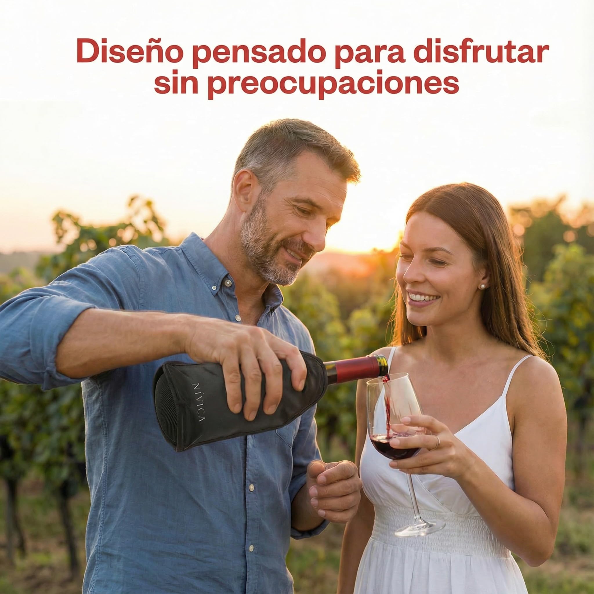 Funda Enfriadora Para Botellas, Enfriador de Botellas de Vino con Guía Digital, Nylon Impermeable y Banda Inferior Anticaída, Ajuste Universal, Con Gel Enfriador Duradero, Apta Cava y Cerveza, 23x16cm
