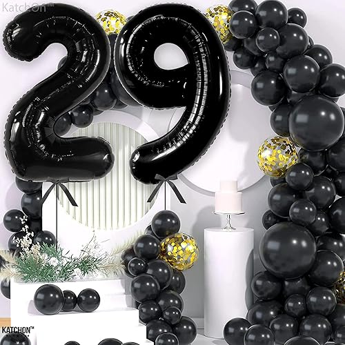Miniatura 7 de KatchOn, Globos negros del número 29, gigantes, 40 pulgadas, decoraciones de cumpleaños 29 para hombres, globos de cumpleaños 29, globos negros 29,