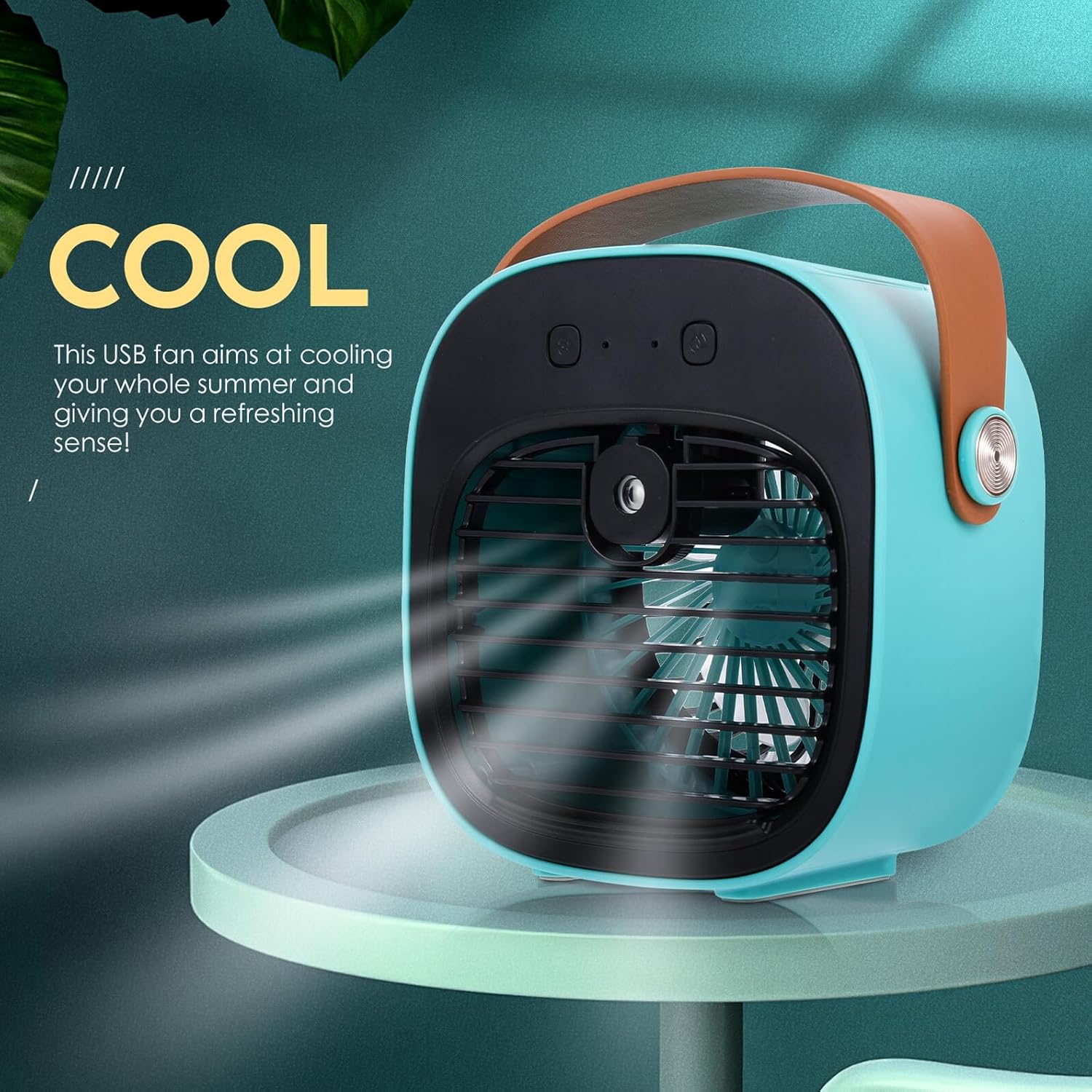 Mikinona USB Powered Desktop Misting Fan, Mini Plastic Cooling Air Cooler with Rechargeable Battery, Portable USB Desk Fan for Office, Home, Dormitory Cooling