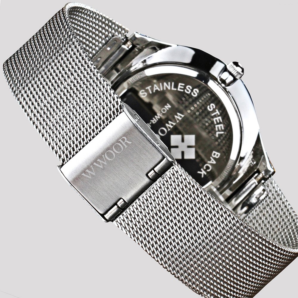 MASTOP Orologio da uomo ultra sottile in acciaio inossidabile con cinturino in maglia al quarzo orologio da polso alla moda con data impermeabile