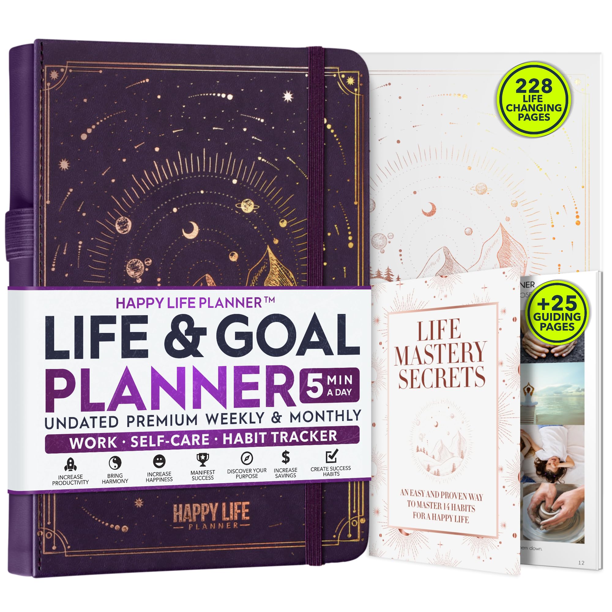 Life Mastery Planner | 12 Maanden Doelen Planner | Wekelijkse/Maandelijkse Planning | Gewoontetracker | A5 Formaat