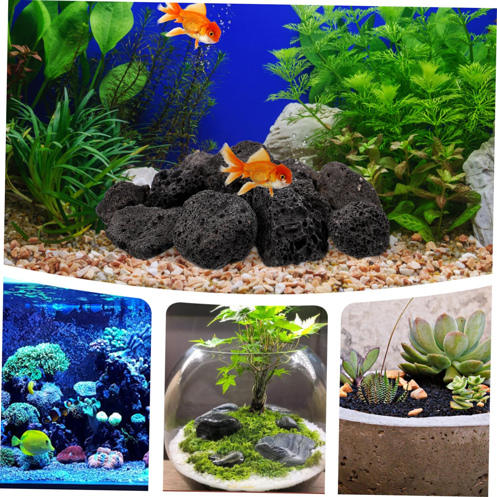 Kisangel 5 Packungen Vulkansteine für Aquarien und Pflanzen Natürliche Deko Steine für Garten und Partykunst Langlebig Porös für Blumentöpfe und Arrangements