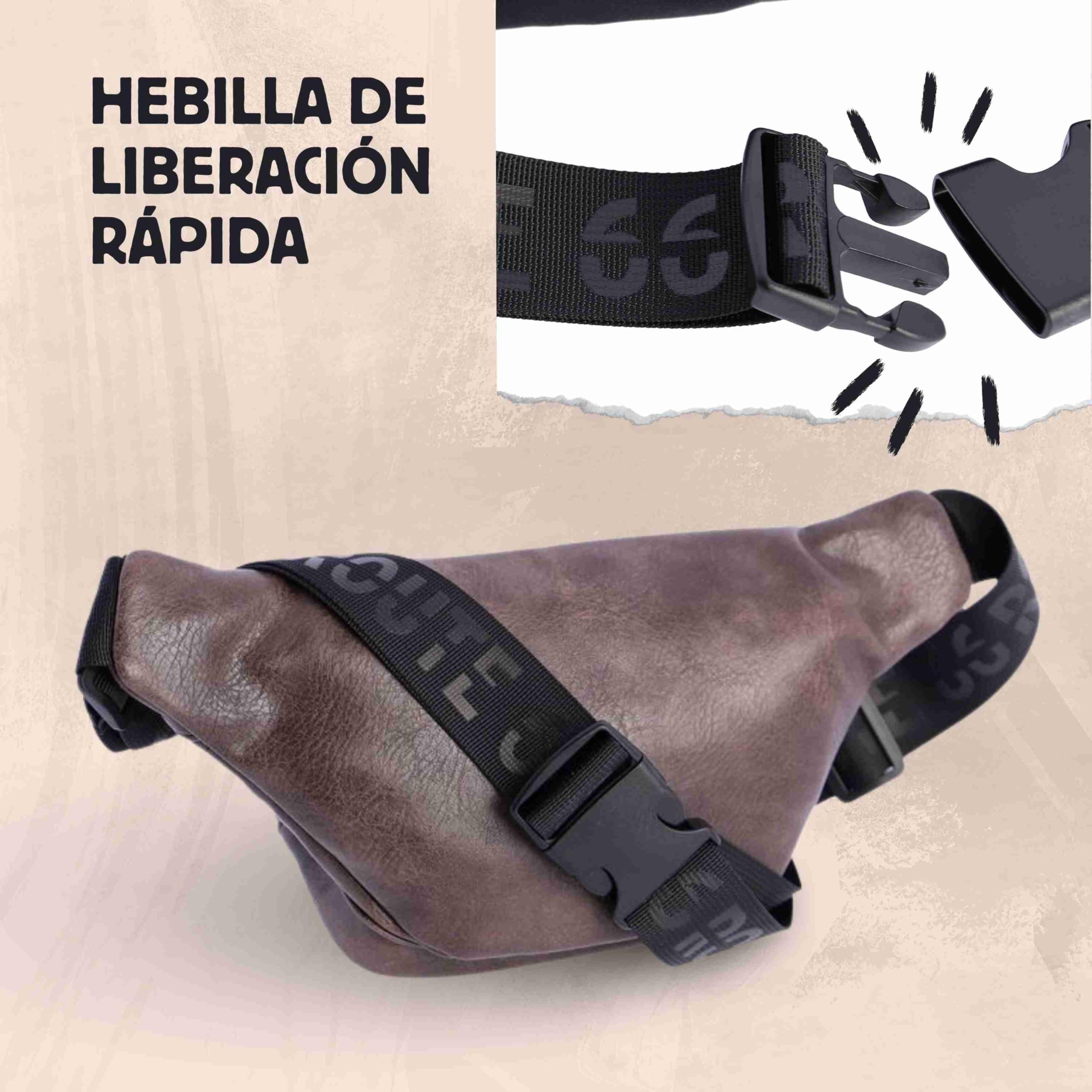 ROUTE 66 Homme Ruben Cuir synthétique-Sac Banane élégant avec 2 Avant, 3 Compartiments avec Fermeture éclair et Poche intérieure zippée