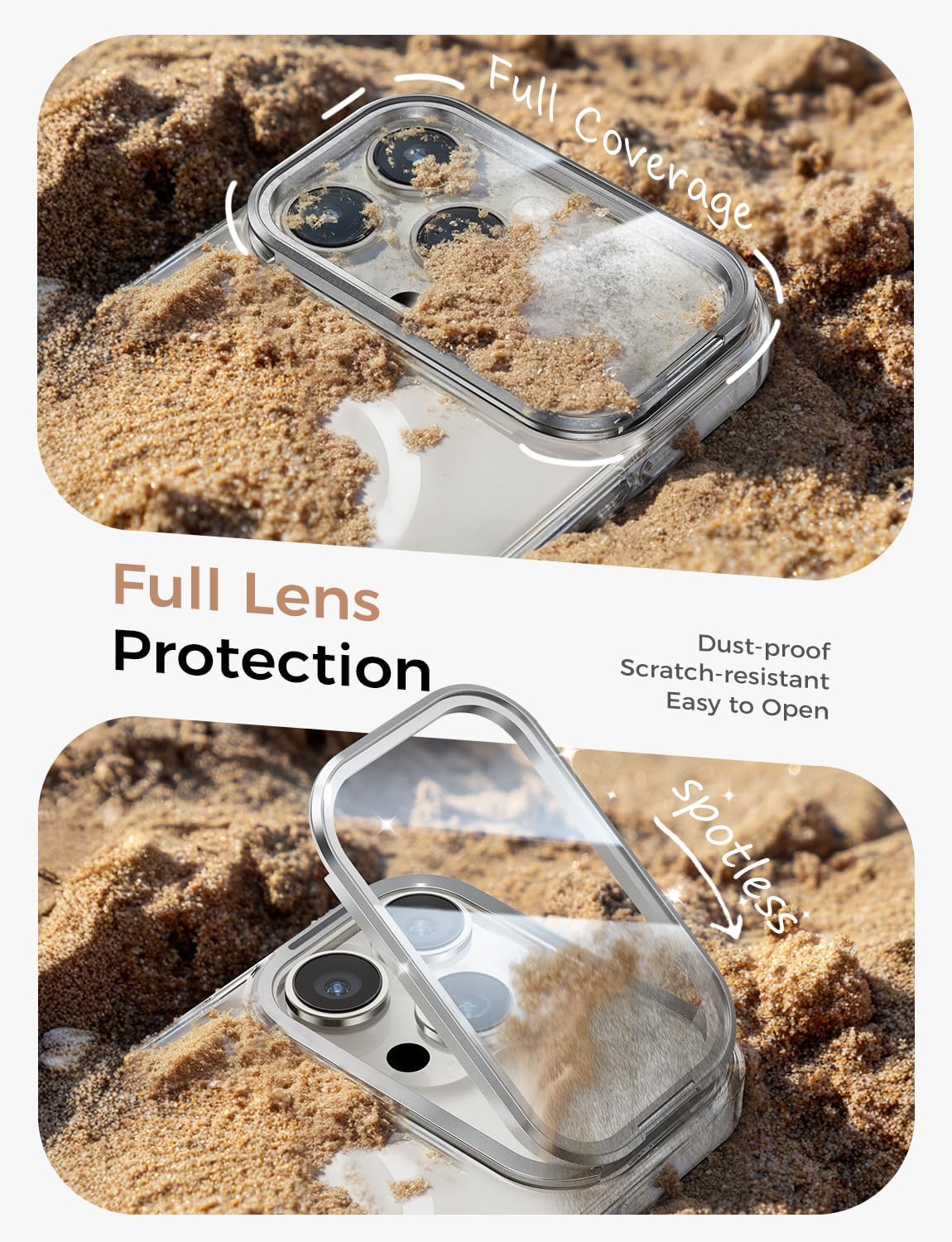 MAGIC JOHN Magnetic for iPhone 15 Pro Max Case [Full Camera Protection] [180°Foldable Stand] [Never Yellowing] Speaker dust-Proof, Drop Protection, Clear - Image 2