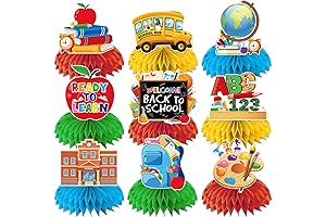 9 Pcs Back to School Decorations Honeycomb Centerpiece, 3D School Table Decorations
