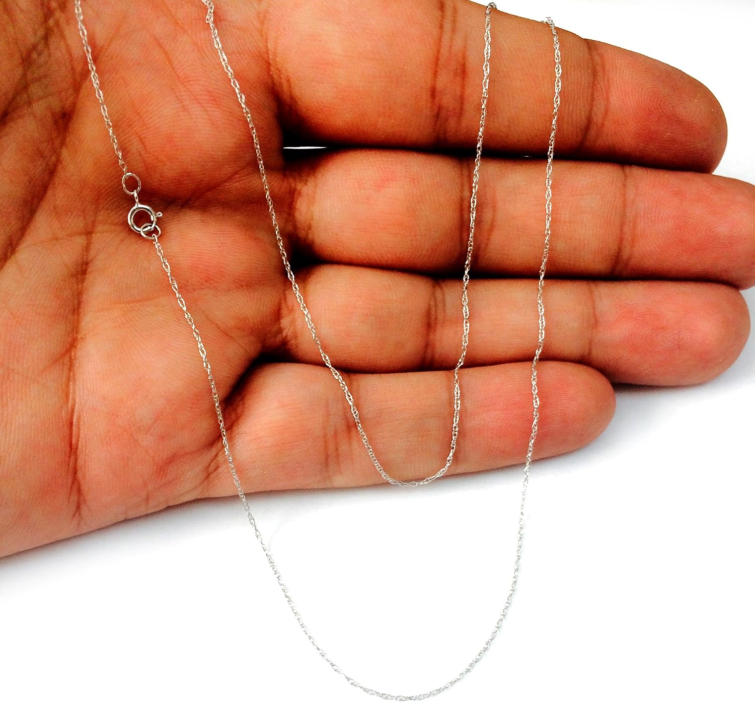White Gold Rope Chain Necklace, 0.5mm 