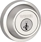 Weiser Elements Satin Nickel Square Deadbolt Lock, ANSI/BHMA Grade 3 Certified Front Door Lock, Kick Proof, Bump Proof & Anti-theft Exterior Door Lock with Key, Traditional Door Locks for Entry Door