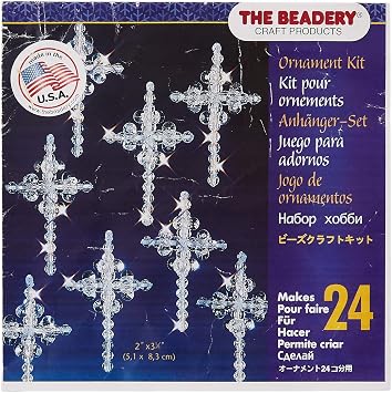 Beadery Holiday Beaded Ornament Kit, Crystal Crosses, 1.25-Inch, Makes 24 BOK-5536