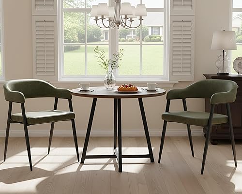 Miniatura 12 de HNY Juego de 6 sillas modernas de comedor con brazos, sillas de comedor de barril tapizadas en piel sintética retro con brazos, silla de acento