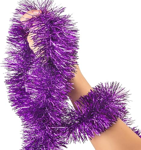 Guirnalda de oropel de 26.2 pies para decoración de árbol de vacaciones, pared, hogar, oficina, evento, Navidad, cumpleaños, bodas, decoraciones de