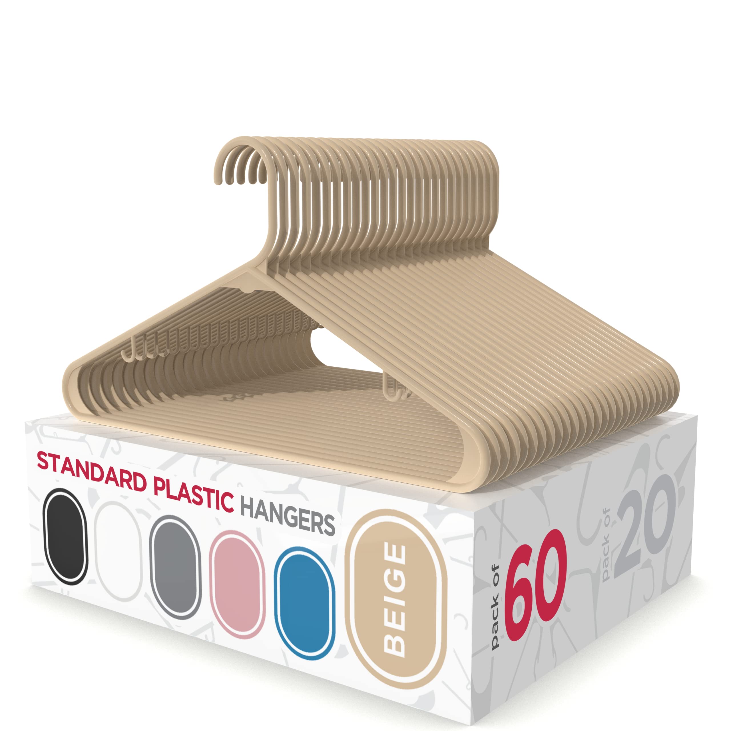 Famy.Shop Lot De 20 Cintres En Plastique Pour Chemises/chemisiers, Peu Encombrants, Crochets Rotatifs, Noir, NA 43 Cm (20