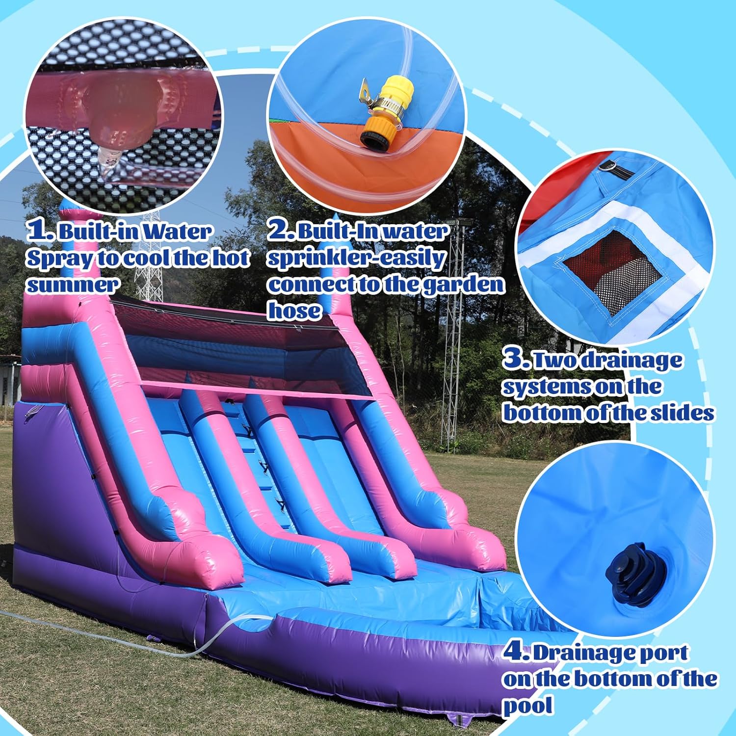 21FT(L) Commercial Water Slide for Adults 【Double Water Slides& Big Water Pool】, 100% PVC Inflatable Adult Water Slides with Blower, Giant Blow Up Water Slide Backyard Outdoor, 21x11x13ft