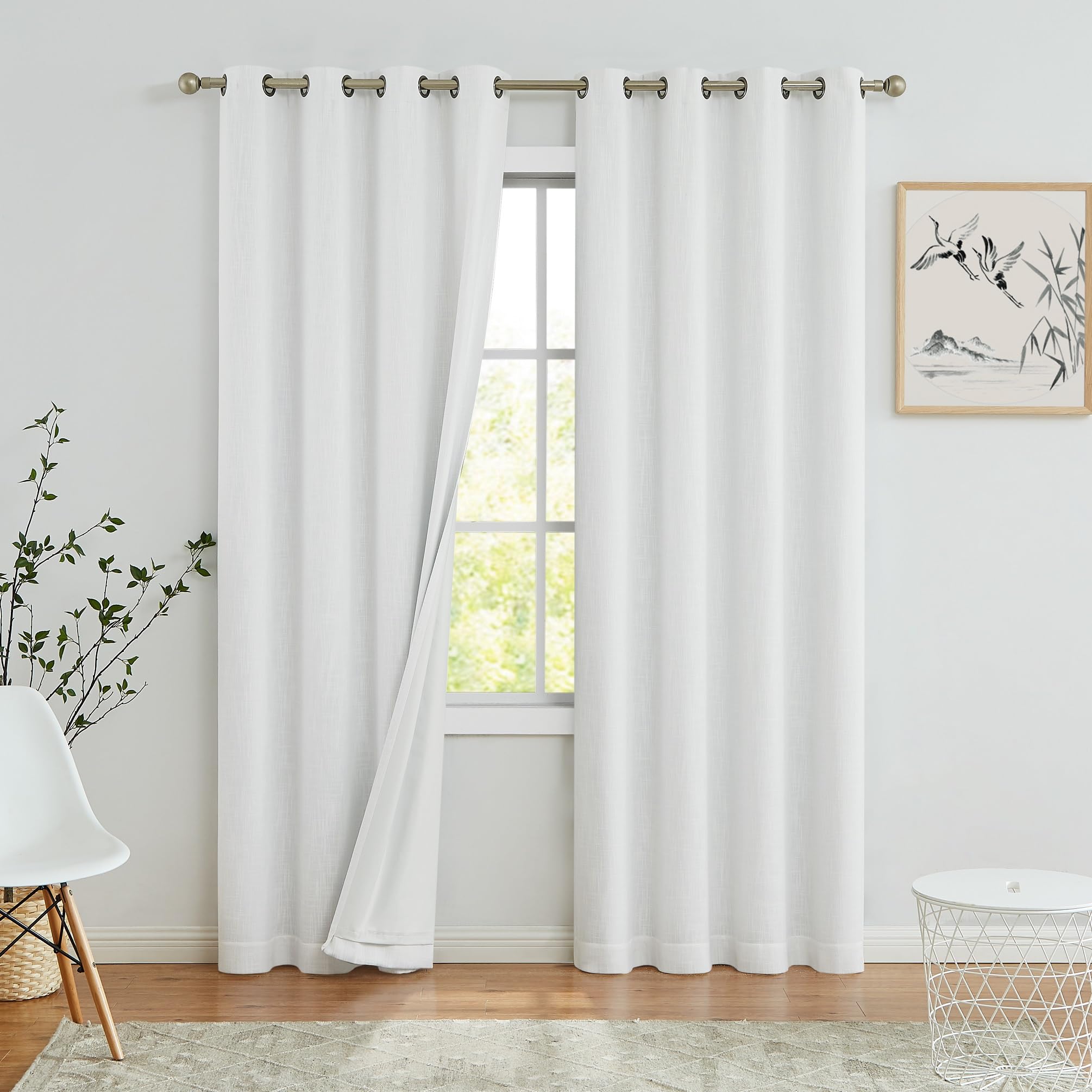 Rideau occultant anti bruit blanc crème pour salon et chambre