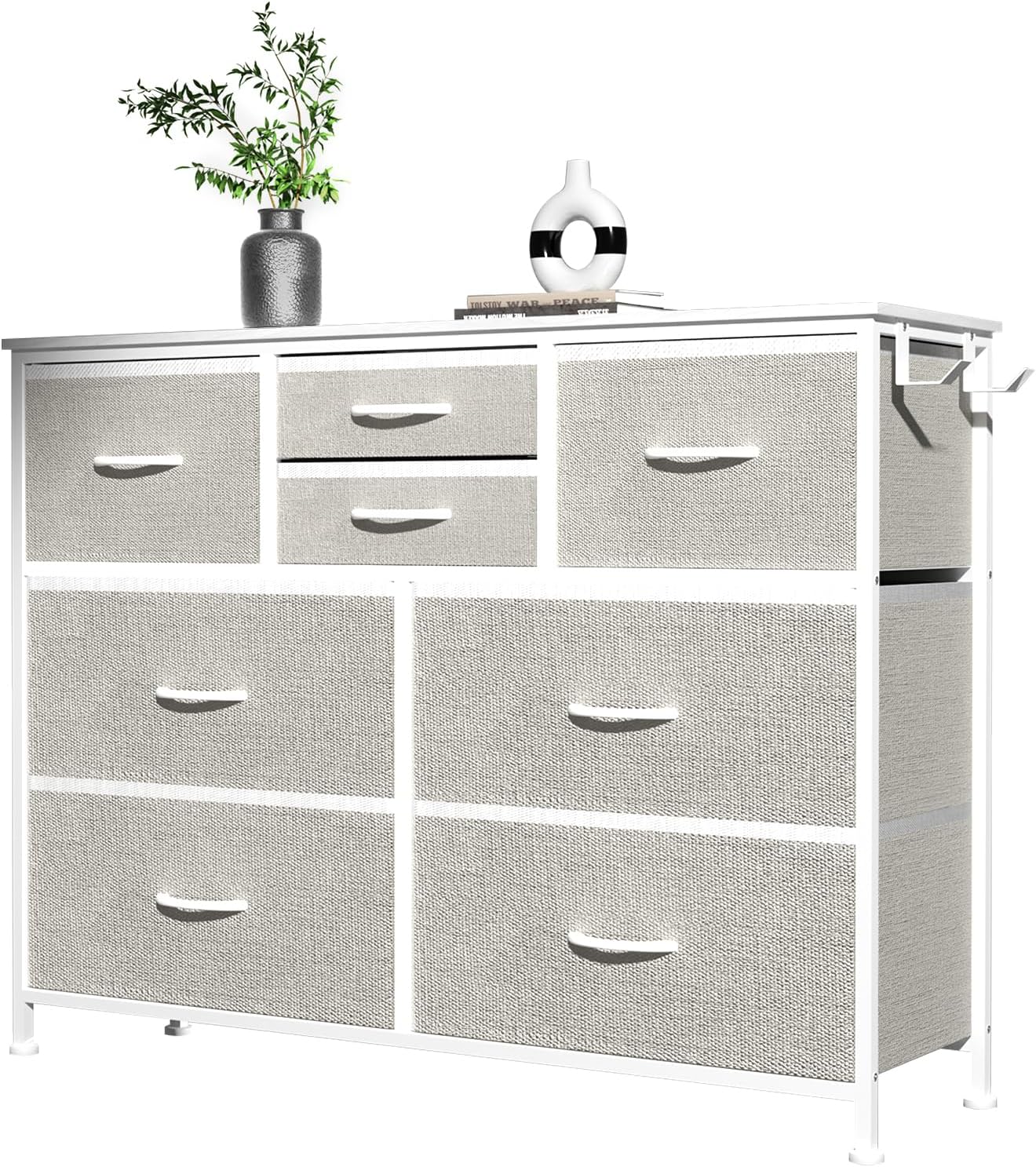 MYHMCT 8 Chest of Drawers Bedroom, Storage Drawers with Wooden Handles,Wooden Top, Fabric