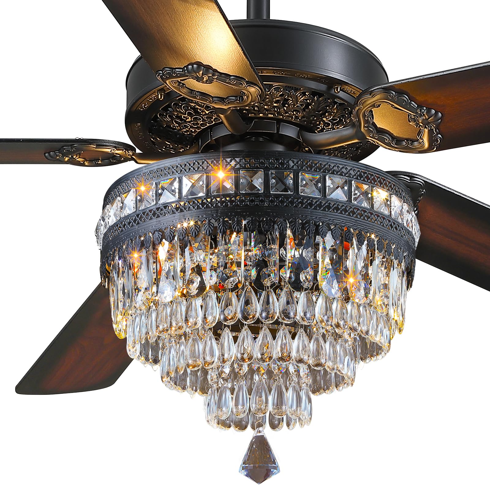 Asyko 62 Inch Crystal Ceiling Fan
