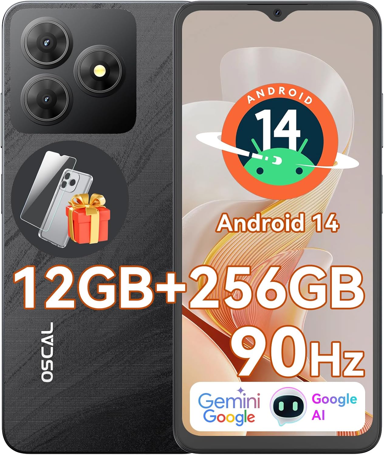 スマホ本体 SIMフリー Android14 6.56インチ ブルー