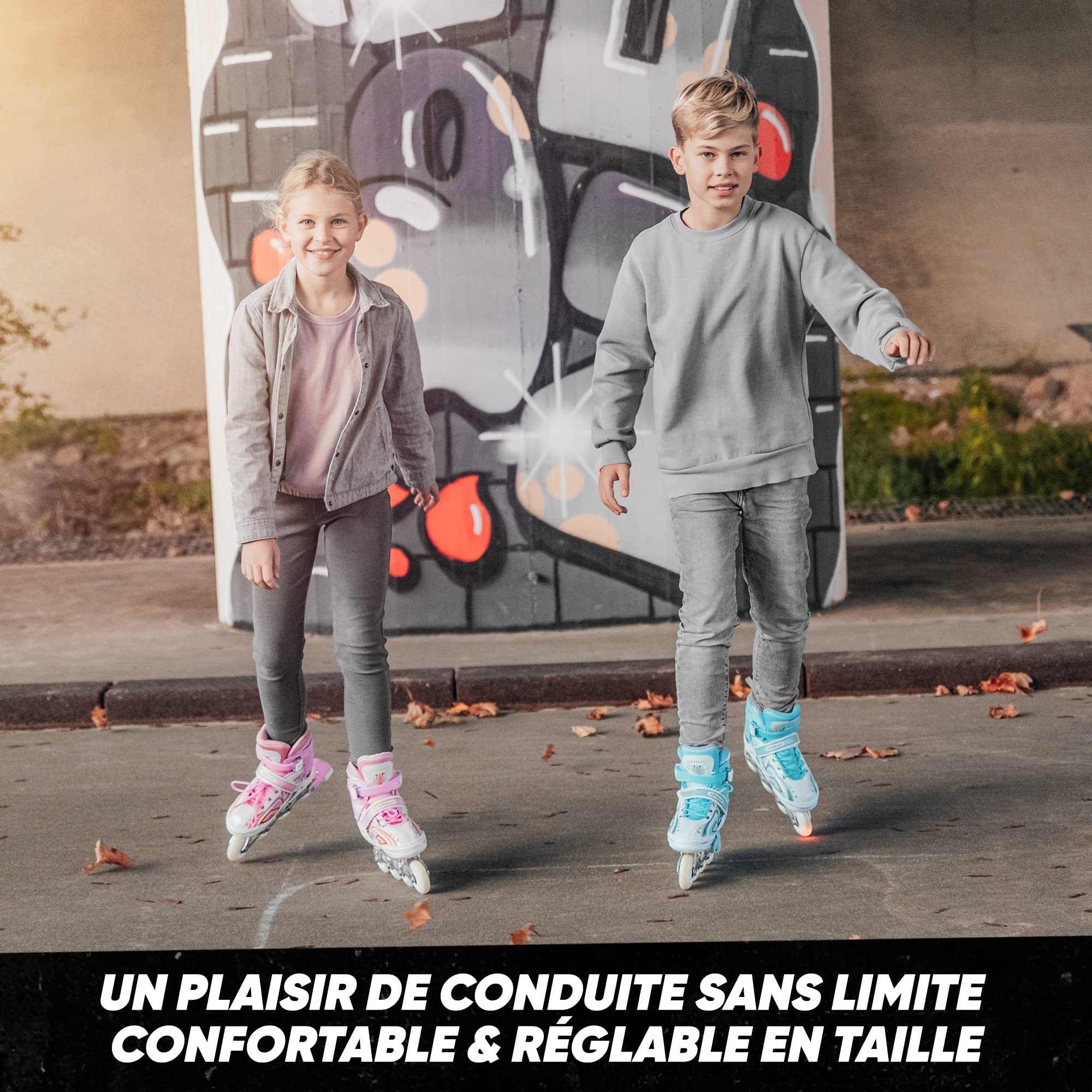 Apollo Super Blades X Pro, S, M, L, Roues LED illuminées Rollers pour Enfants idéals pour débutants, Patins à roulettes Confortables Patins Inline pour Filles et garçons
