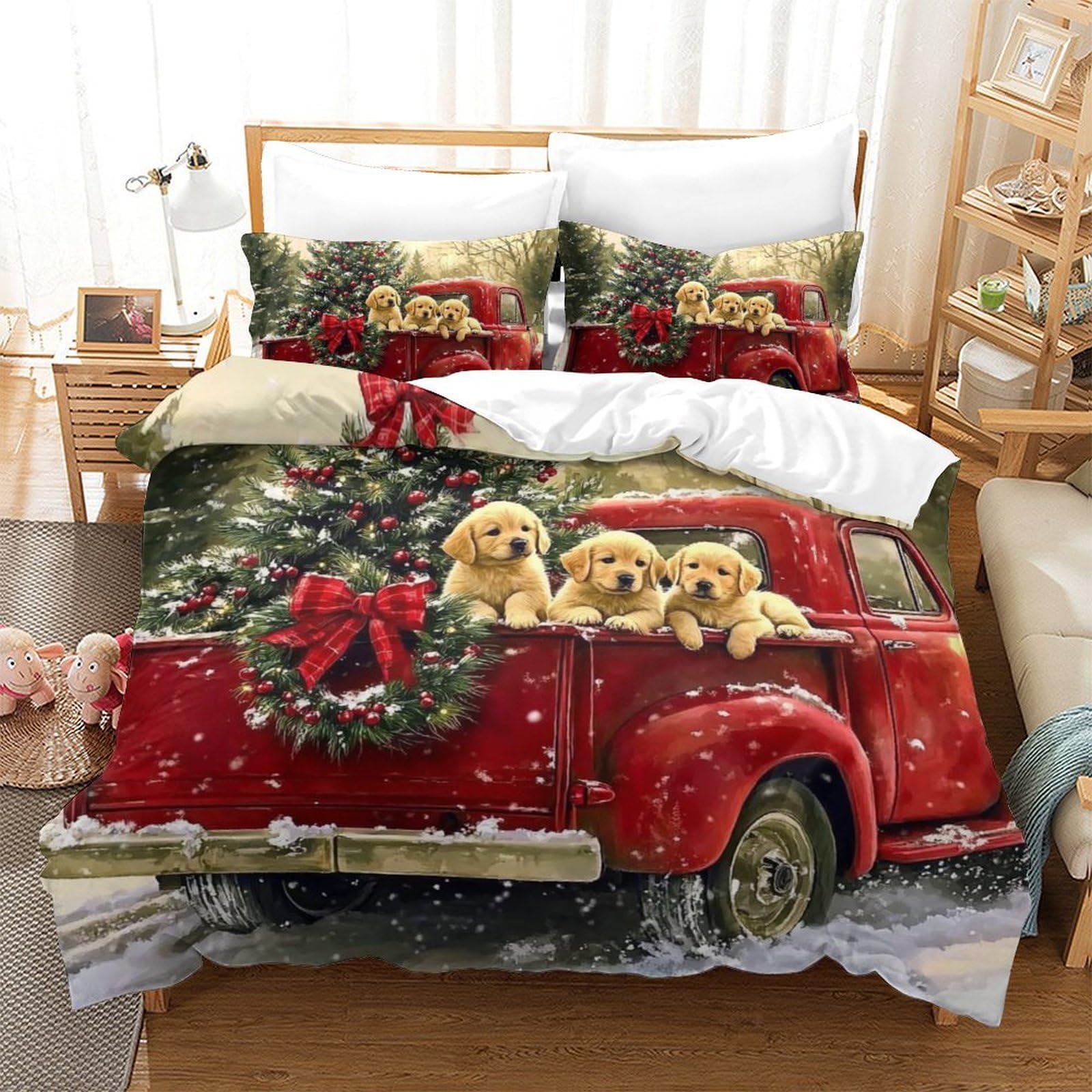 Cadeau ultra doux housse de couette Noël camion 3D parure de lit unique