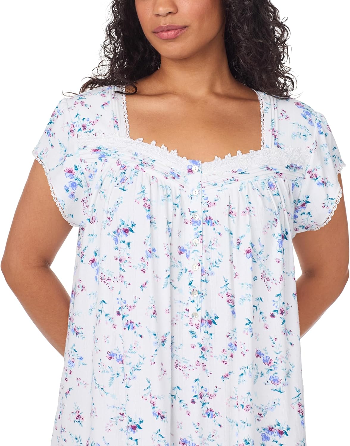 Eileen West Sleepwear & Loungewear for Women - Cotton Pointelle Knit Collection - Lightweight Cap Sleeve Waltz Nightgown - Image 2