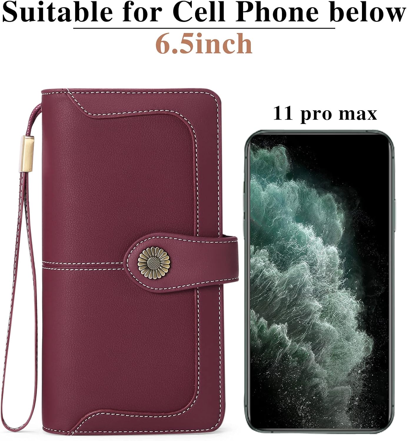 FALAN MULE Women Leather Wallet Large Capacity Bifold RFID Blocking Card Holder with Zipper Coin Pocket - Image 5