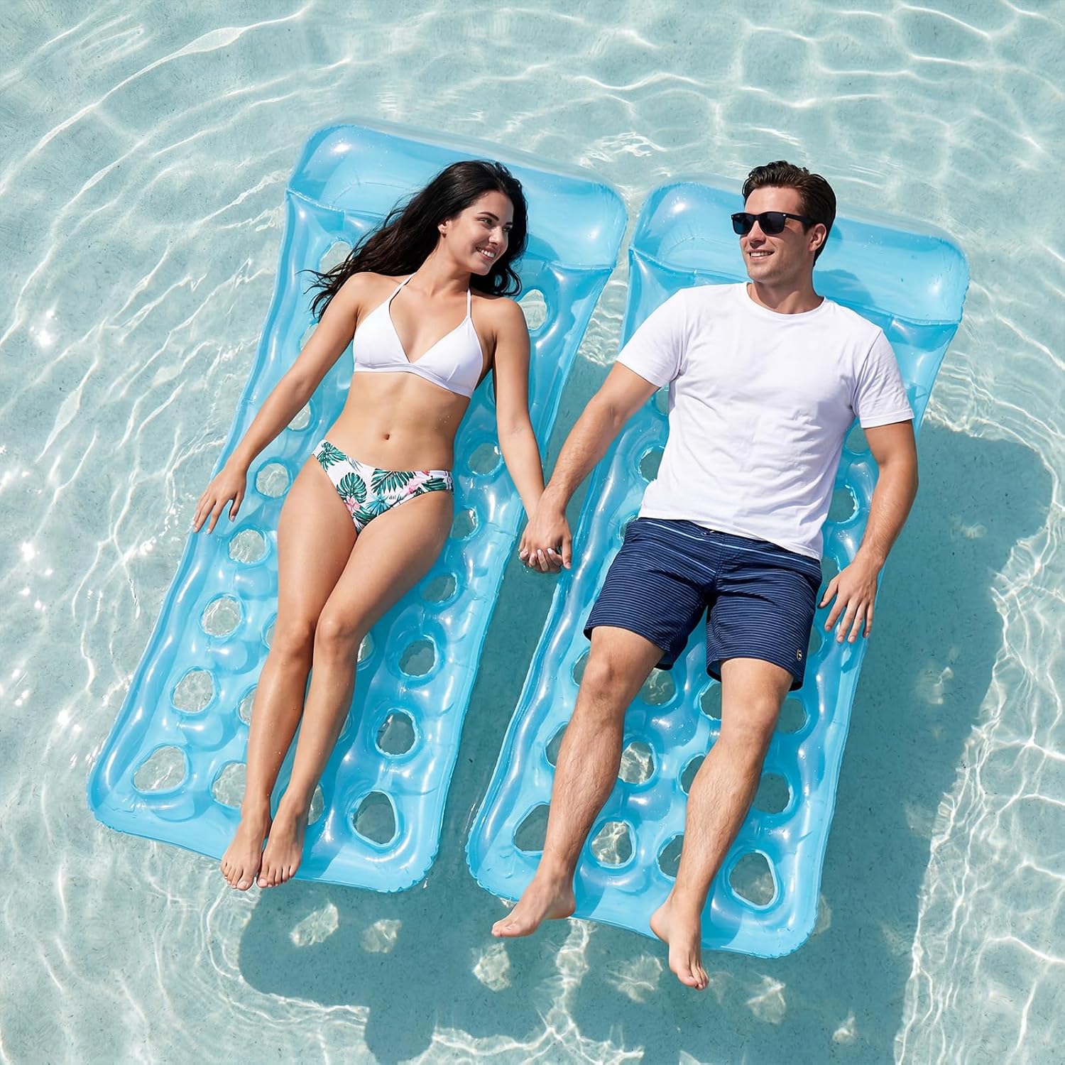 Hungdao 2 Pack Adult Pool Floats Heavy Duty Oversized Pool Mat Floaties Toy 71 x 33 Inch Inflatable Floating Lounger with Headrest for Adults Lake Beach Swimming Party