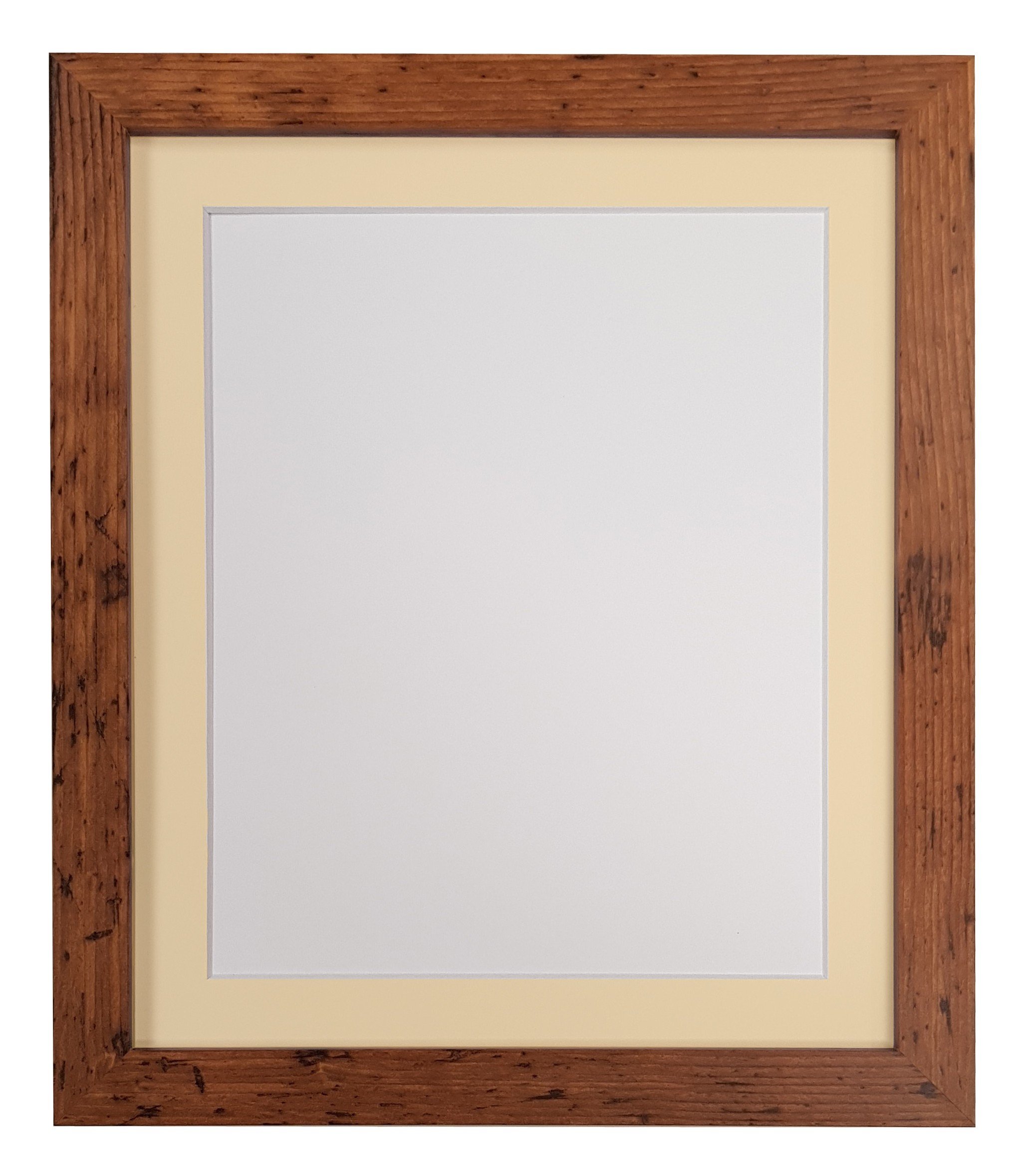 Frames By Post Ivory Mount H7 Vintage Wood Picture Photo Frame With A1 For Image Size A2 (Plastic Glass)