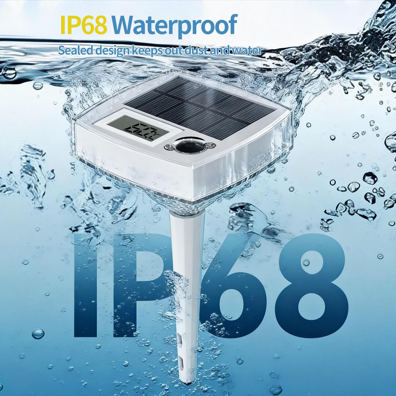 Termometro per Piscina Solare senza Batterie – Galleggiante Digitale con Grande LCD e Luci LED RGB, Impermeabile IP68, Misuratore di Temperatura per Jacuzzi, Spa e Piscina