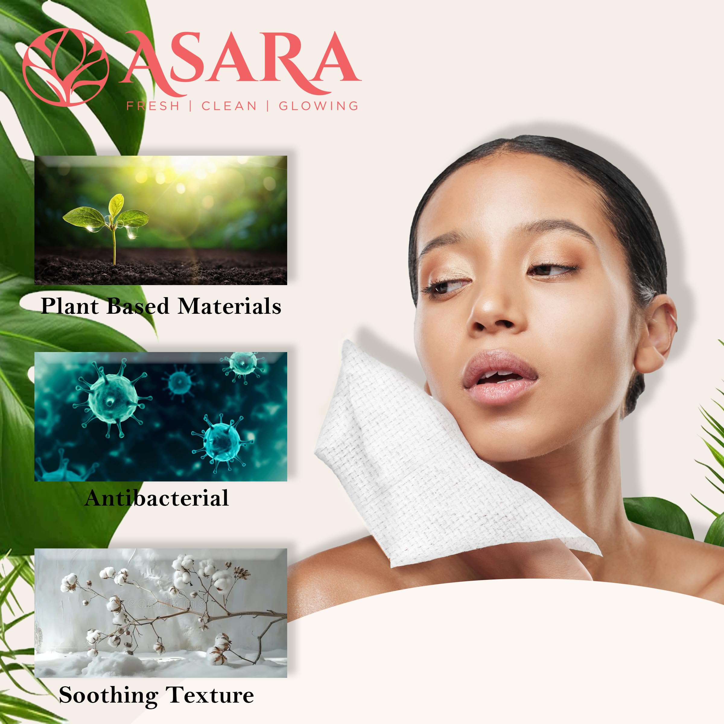 ASARA NEW YORK PROBIOTIC SKIN CIENCE Toallitas faciales desechables extra grandes desmaquillantes con agua para piel sensible Toallitas veganas orgánicas y biodegradables 100 unidades