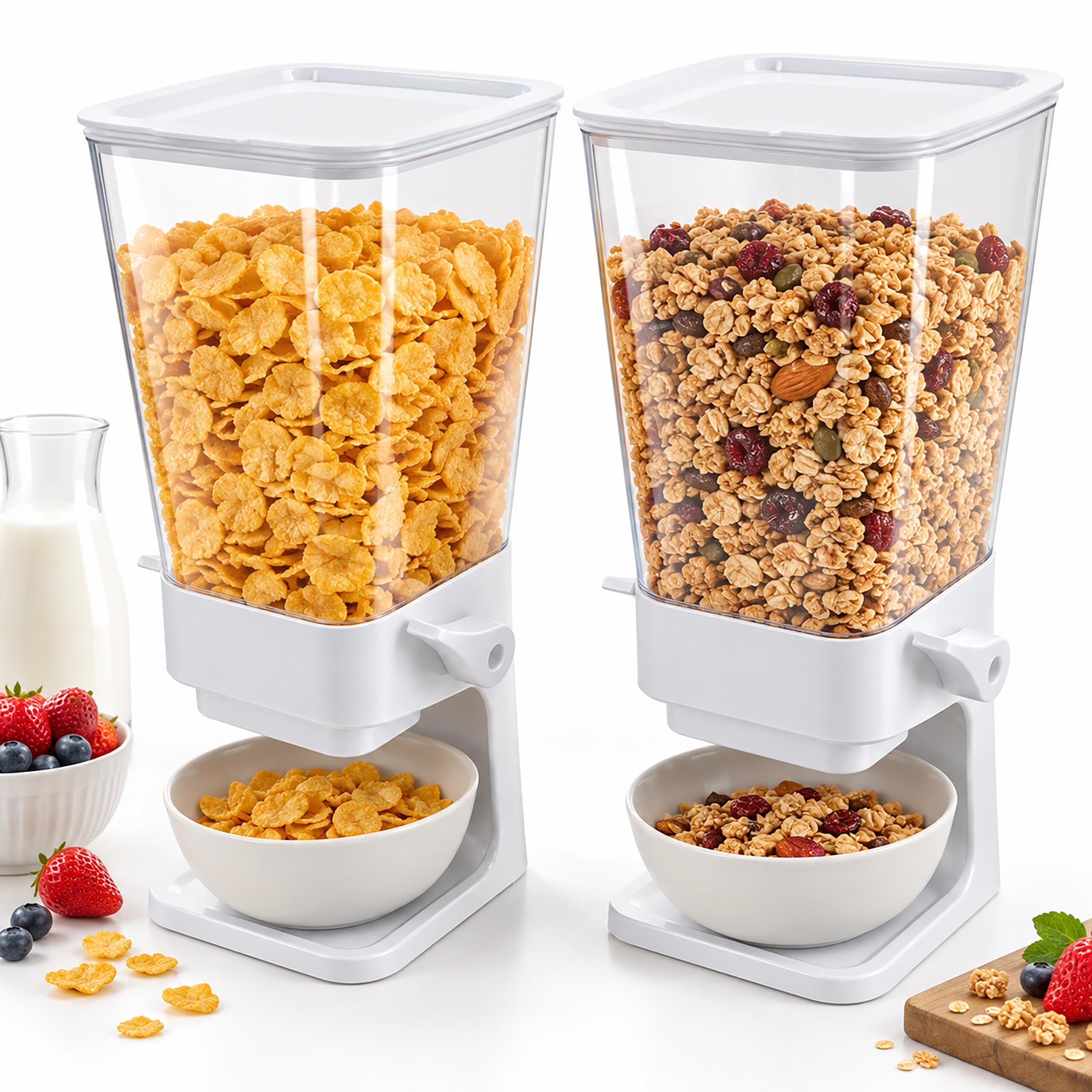 Relaxdays Müslispender, 2er Set, je 5,5 l, weiß