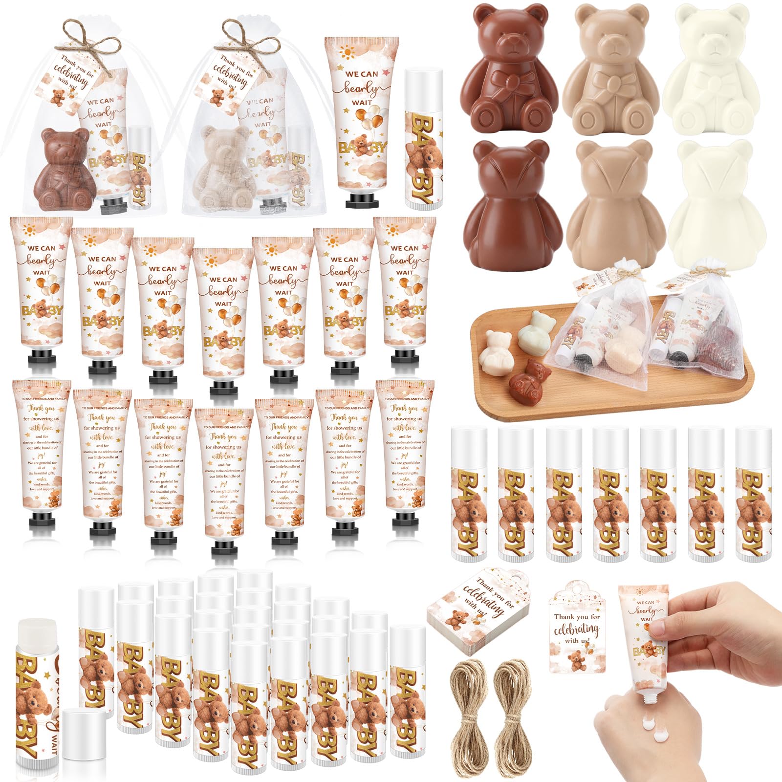 50 Pcs/25 Sets Bear Baby Shower Favors for Guests