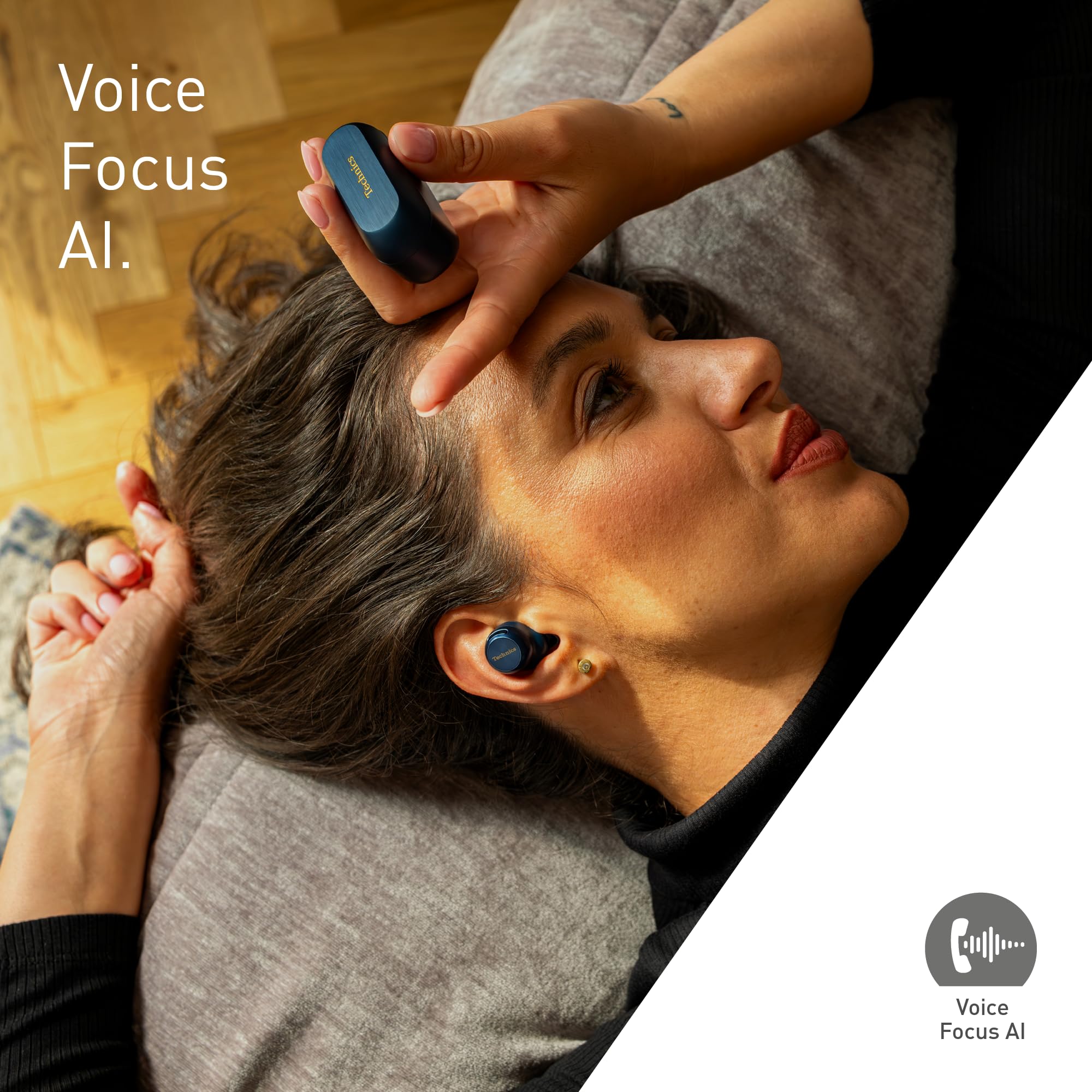 Technics EAH-AZ100E-A Kabellose Kopfhörer mit Geräuschunterdrückung, Bequeme In-Ear-Kopfhörer, Multipoint-Bluetooth, Voice Focus AI, Mitternachtsblau