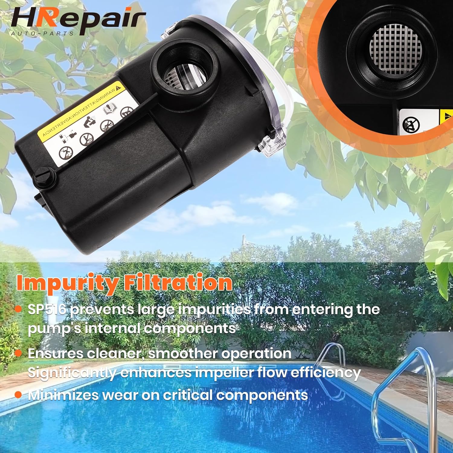 Pool Pump Strainer Housing w/Lid & Basket Replacement Hayward SP1516 for Power-Flo LX Above-Ground and for Power-Flo II Self-Priming Pool Pump,1-1/2 FIP x 1-1/2 MIP Inch Connections