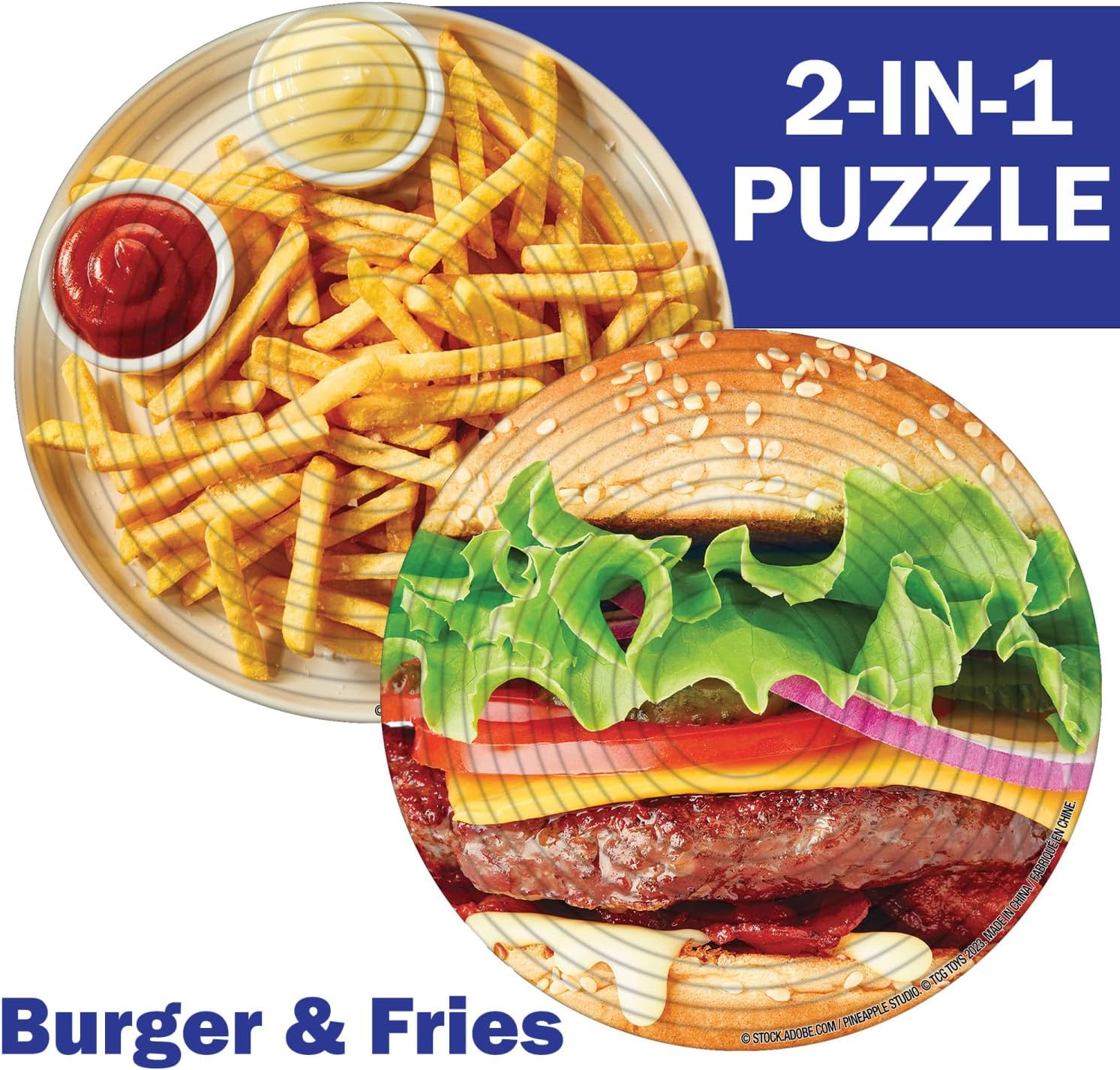 Spin Flip Puzzle: Burger & Fries, 3D Puzzle, Challenging, Fun, Interactive Brain Teaser for Kids and Adults, Fidget Toy for Decrompression, Easily Portable