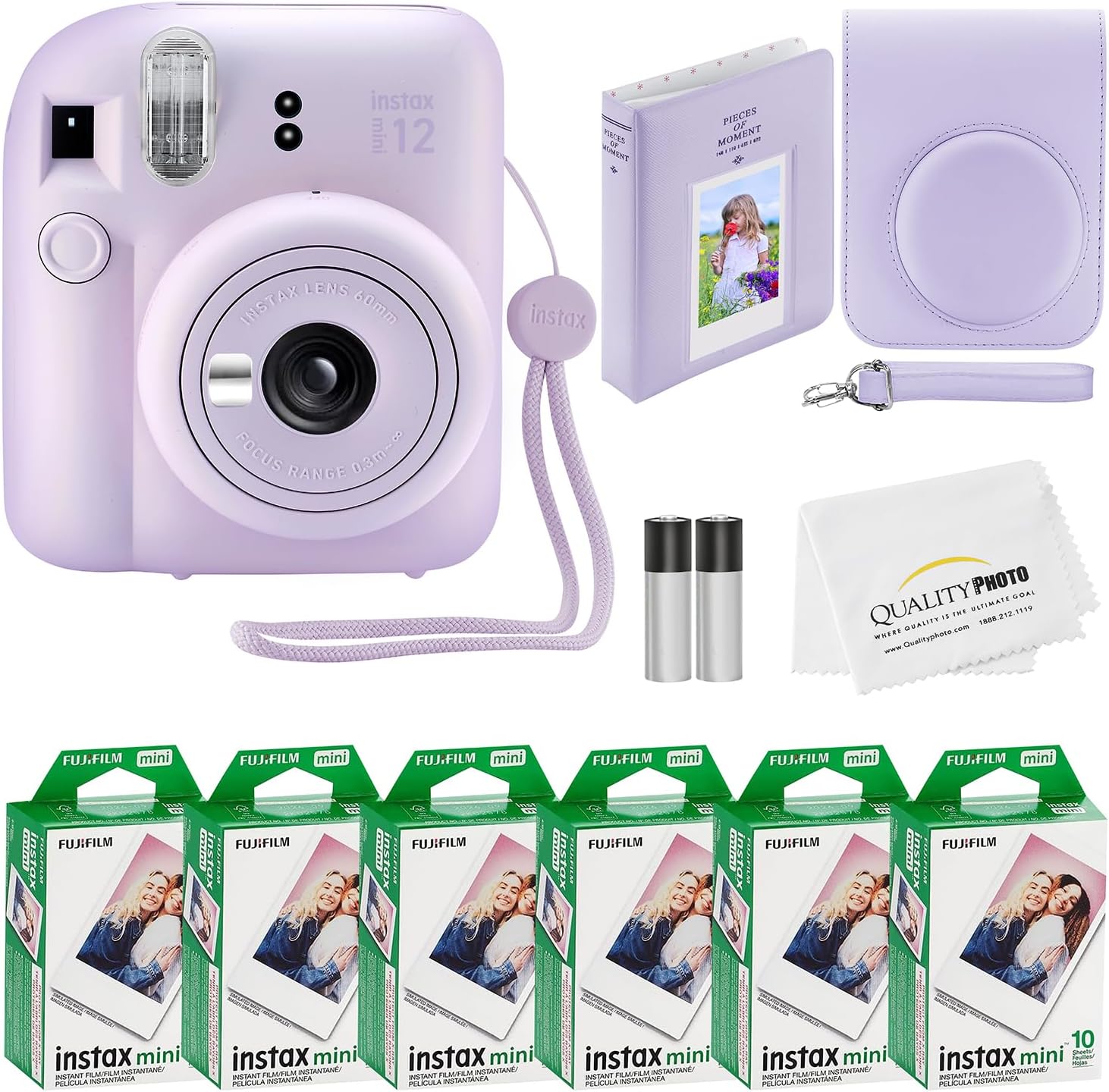 Fujifilm Instax Mini 12 Instant Camera + 60 Photo Prints + Quality Photo Value Bundle, Case, Decoration Stickers, Frames, Photo Album, (Mint Green)