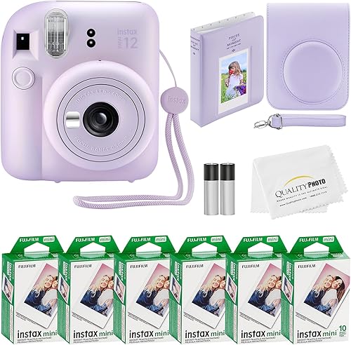 Fujifilm Instax Mini 12 Instant Camera + 60 Photo Prints + Accessories, Lilac Purple Lila Púrpura