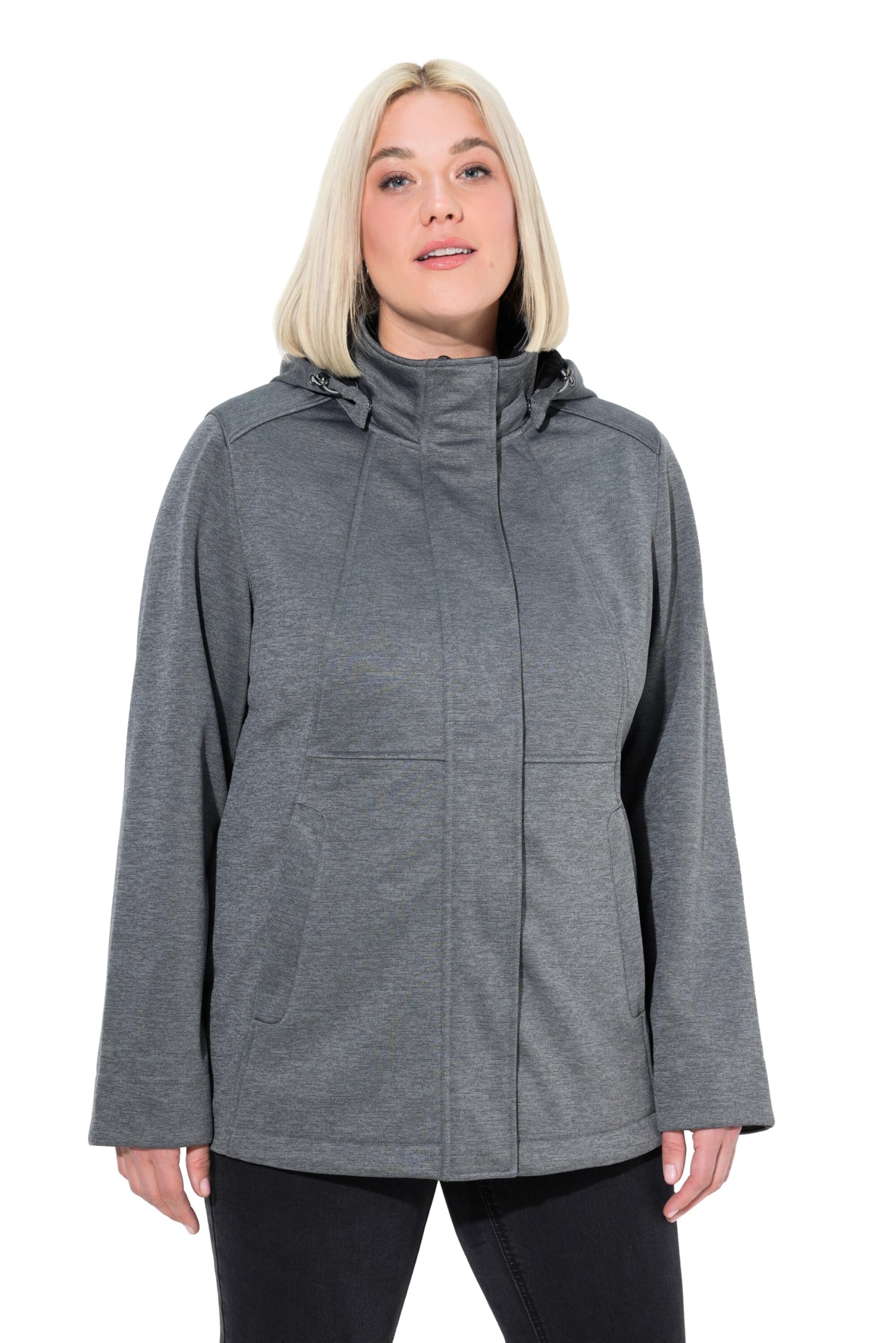 Ulla Popken Damen große Größen Übergrößen Plus Size HYPRAR Softshelljacke, wasserabweisend, Kapuze, 2-Wege-Zipper 842359