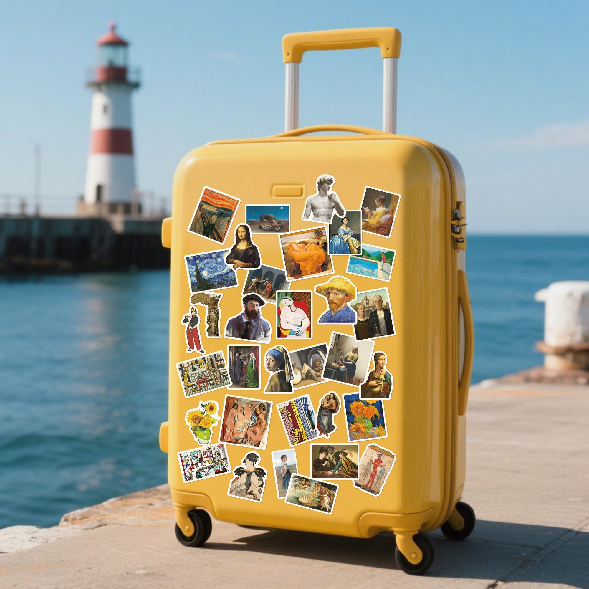 Calcomanías de arte retro para adultos y adolescentes, famosas calcomanías de pintura al óleo estéticas para botella de agua y laptop, 100 calcomanías de vinilo impermeables, regalos para