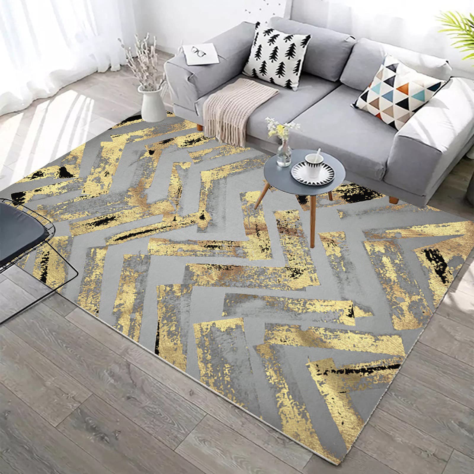 Tapis nordique moderne 120x160 cm motif géométrique de salon NW