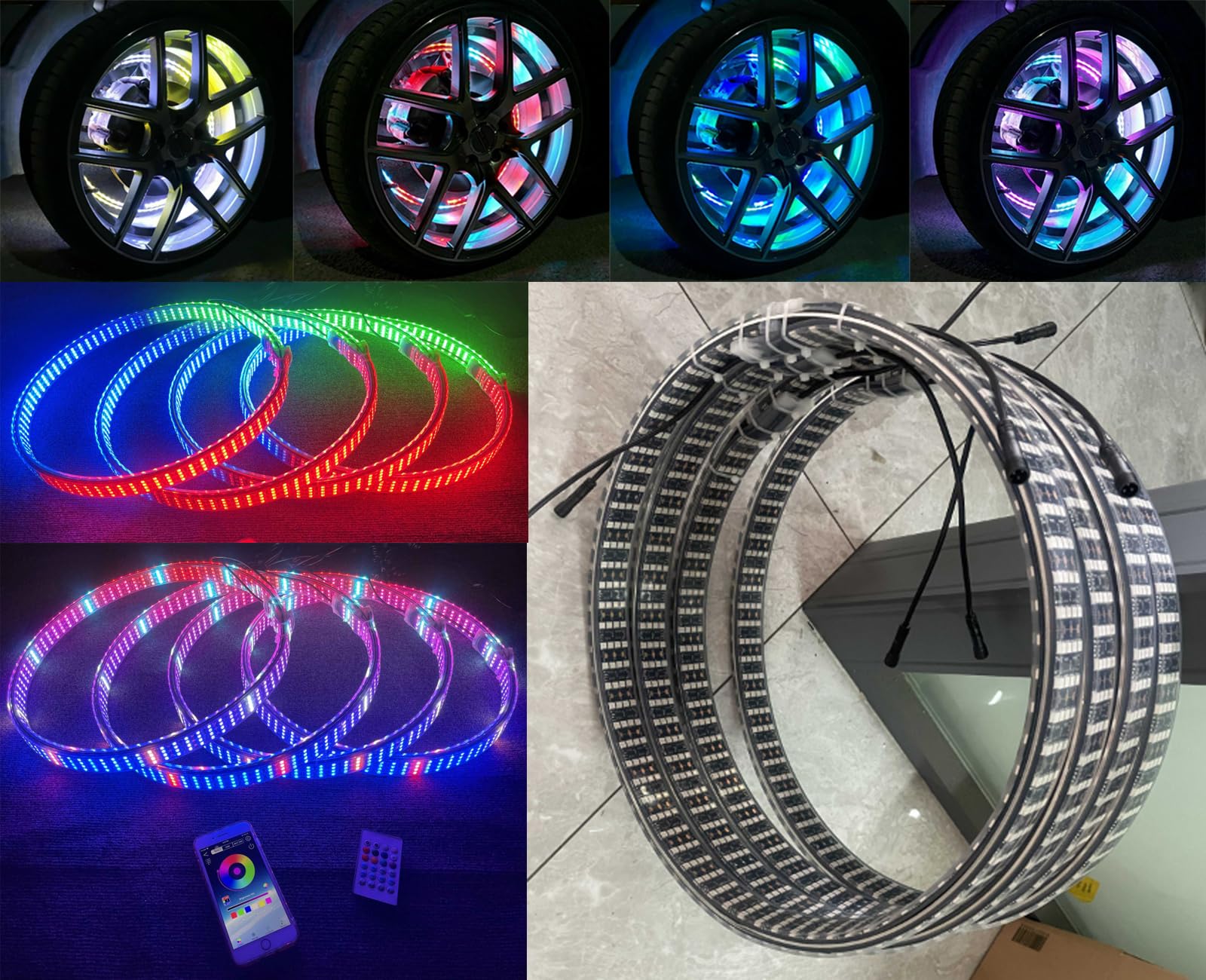 8Rolls - Double Side Quad Row RGB Dream Color Chasing Flow Series 15.5