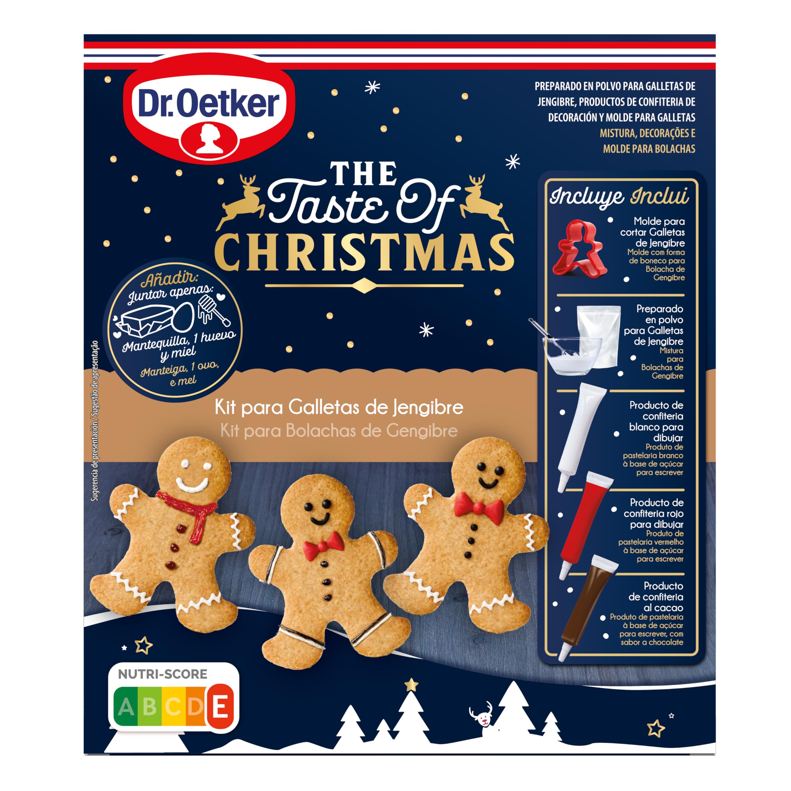 DR. OETKER Kit Galletas de Jengibre 337 g, Incluye Molde Cortar, 3 Lápices Pasteleros