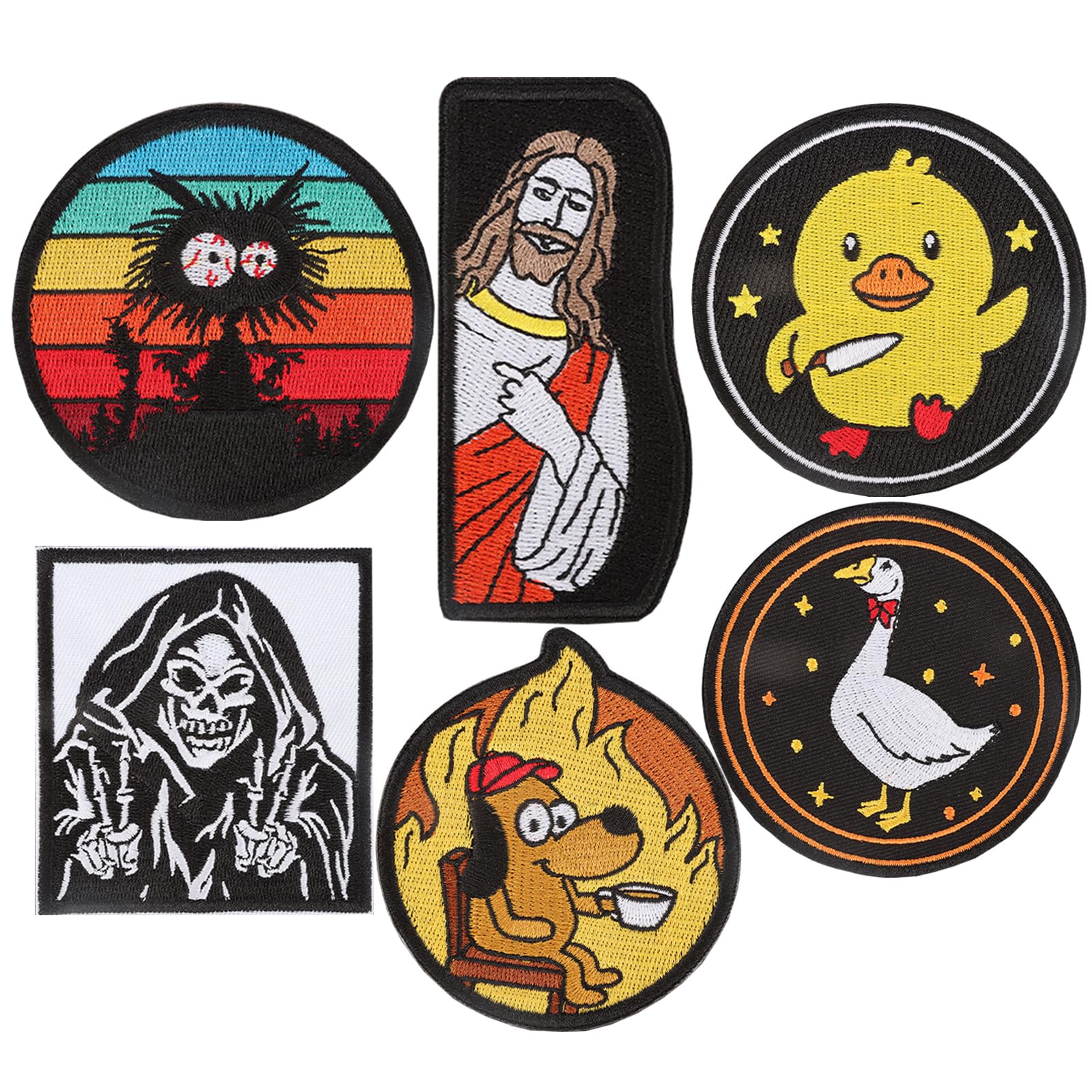 6Pcs Funny Patches with Hook and Loop Cute Tactical Morale Patches Embroidered Military Patches for Backpacks, Vests, Jackets, Lunch Bags, Hats, Dog