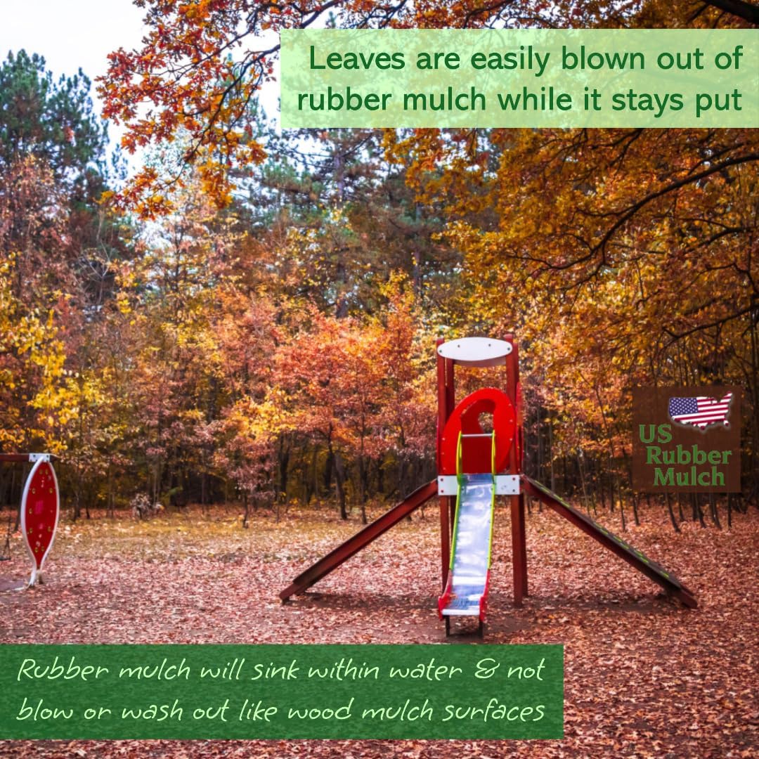 NuPlay Rubber Mulch Playground Flooring - Rubber Nugget Weed Barrier - Flooring for Swing Sets, Play Areas Covers 4 Pack, Green