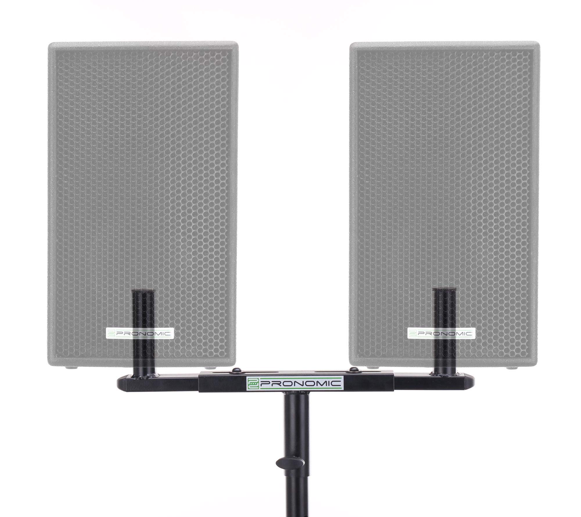 Pronomic BAT-02 Adaptador para trípode de Altavoces, Horquilla Doble T-Bar Extensible 2 vías, Soporte Transversal para Altavoces, Color Negro.
